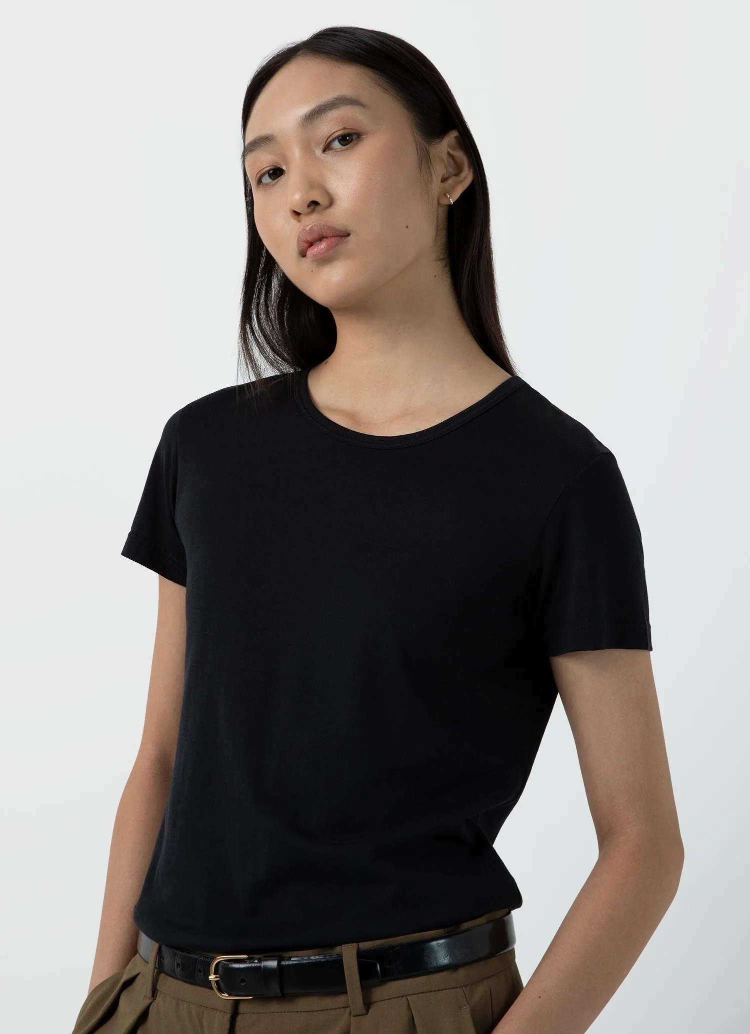 Women's Classic T-shirt in Black sold by Sunspel