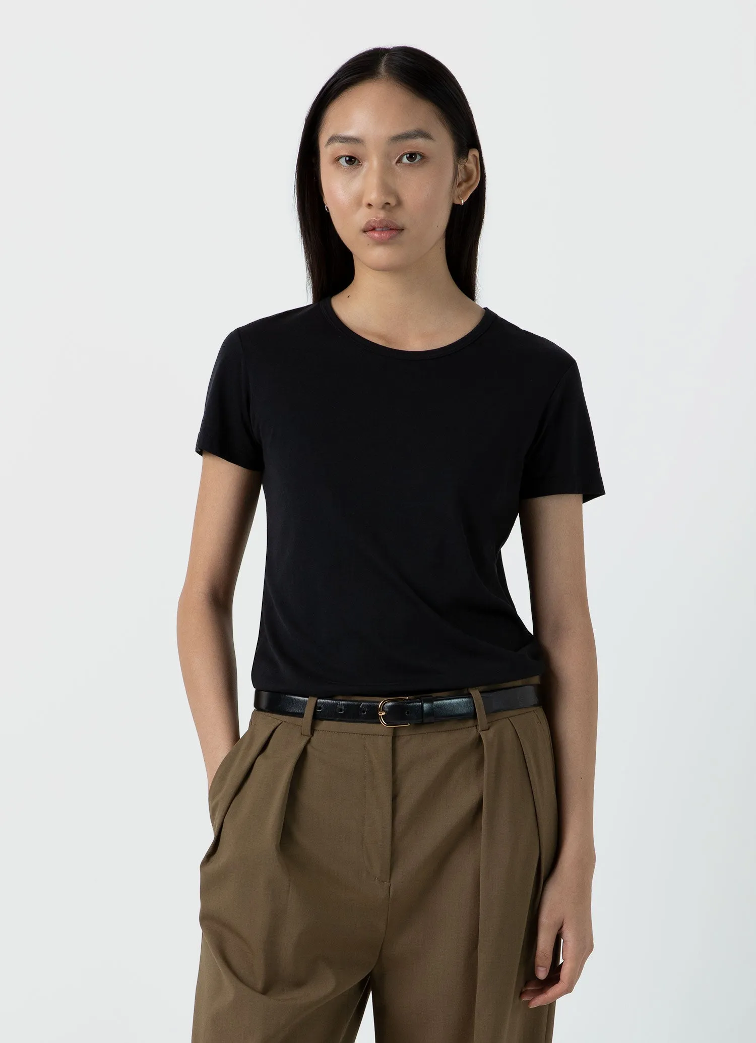 Women's Classic T-shirt in Black sold by Sunspel product image thumbnail 3