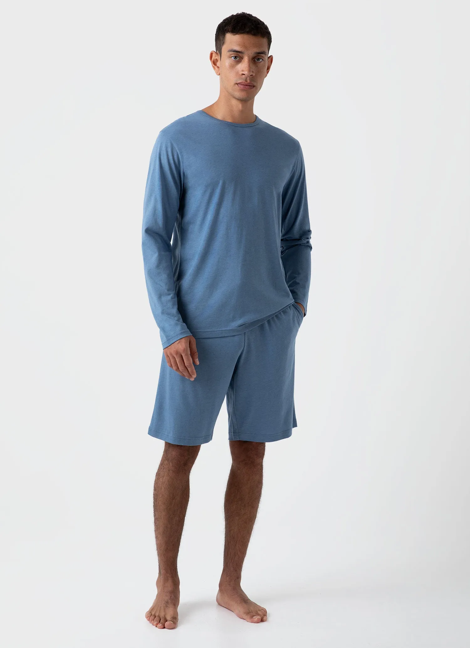 Men's Cotton Modal Lounge Short in Bluestone sold by Sunspel product image thumbnail 2
