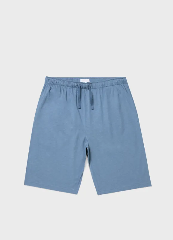 Men's Cotton Modal Lounge Short in Bluestone sold by Sunspel
