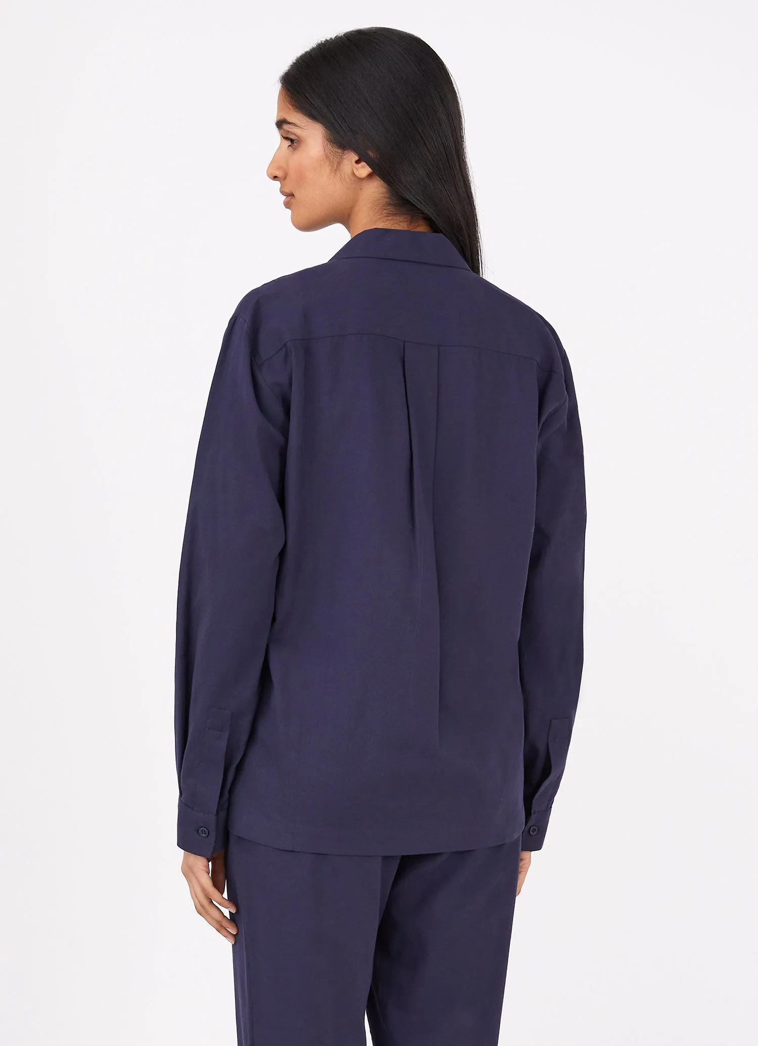 Women's Pyjama Shirt in Navy9 sold by Sunspel product image thumbnail 3