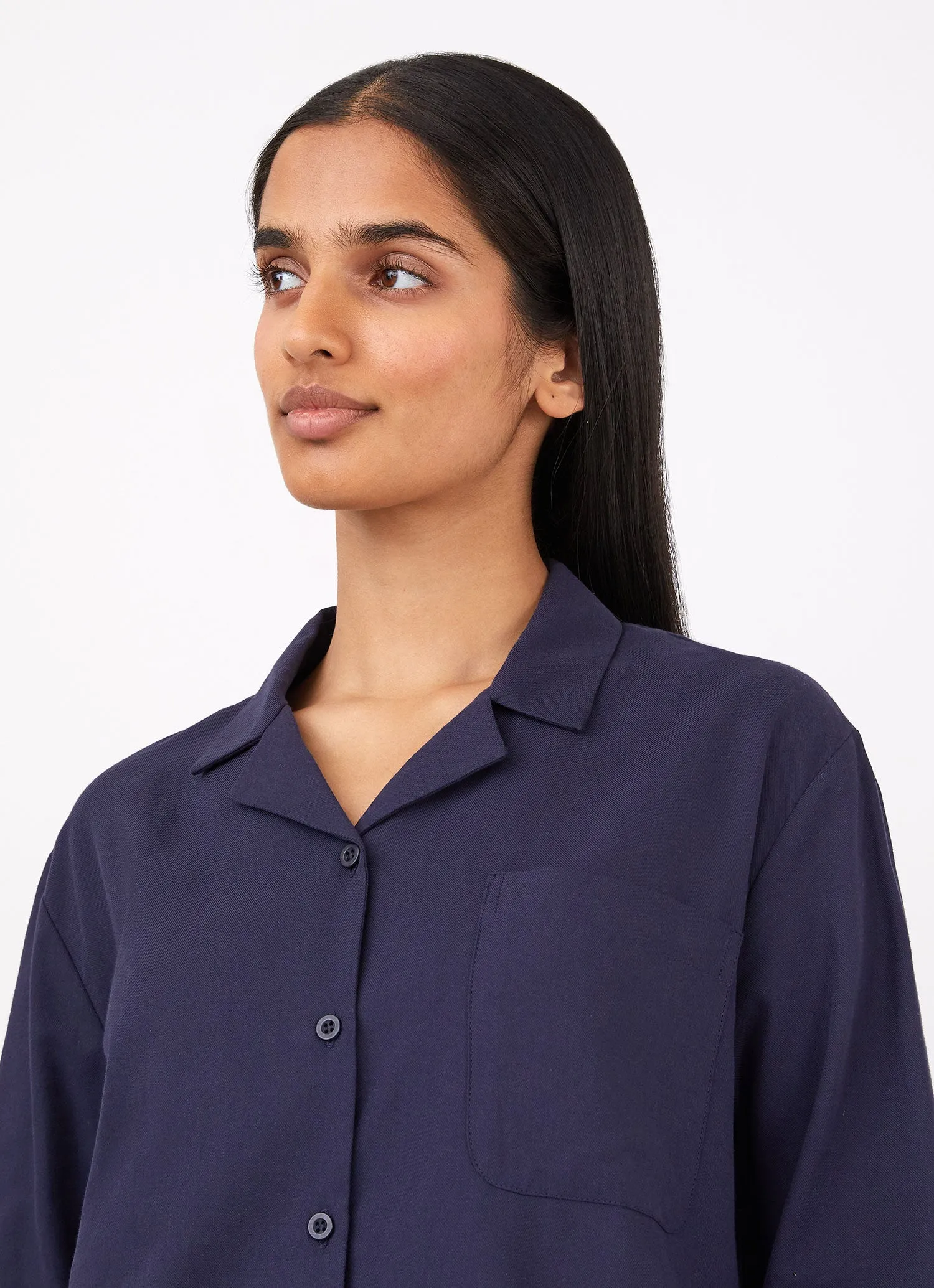 Women's Pyjama Shirt in Navy9 sold by Sunspel product image thumbnail 2