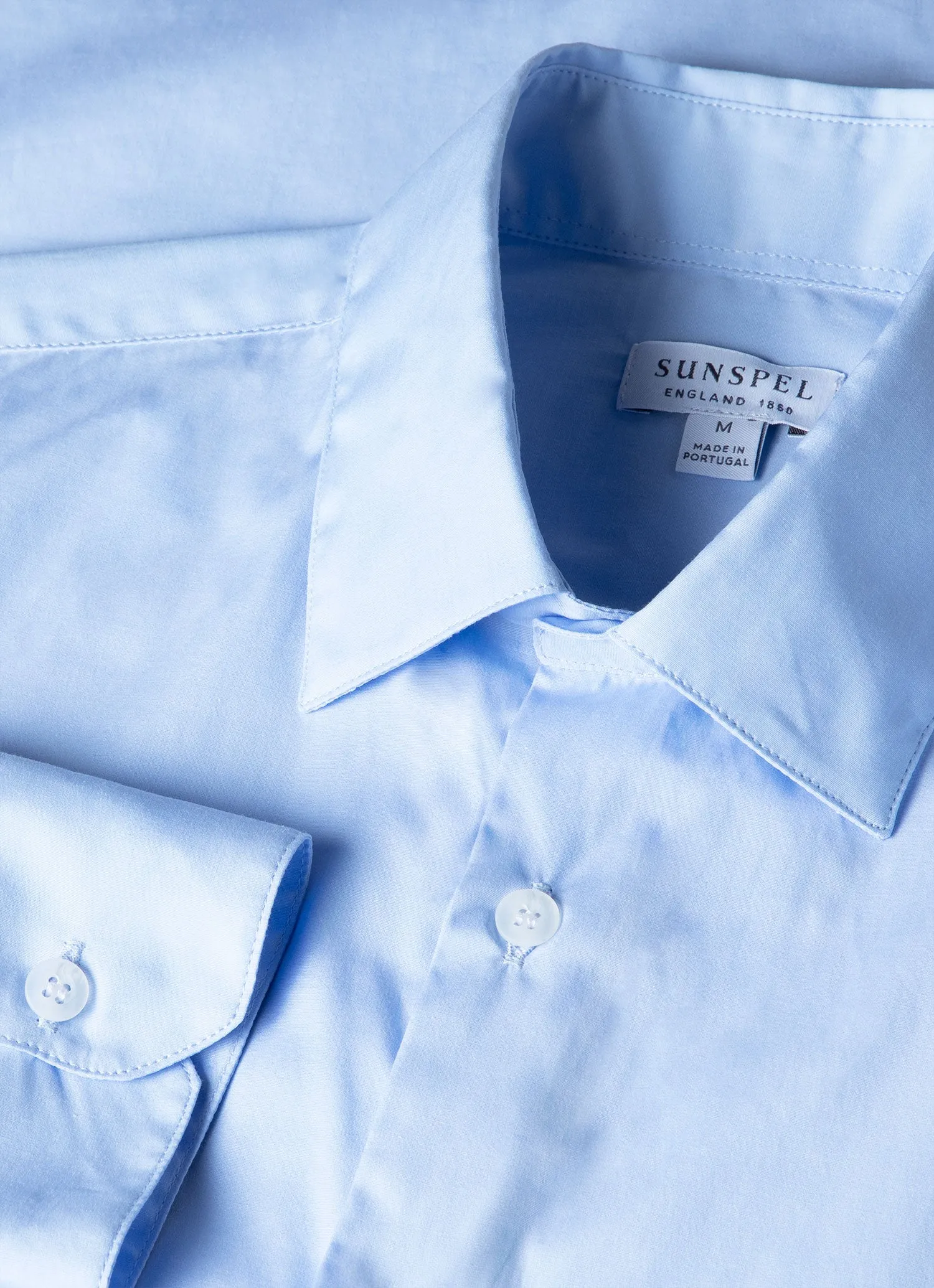 Men's Cotton Stretch Shirt in Light Blue sold by Sunspel product image thumbnail 4