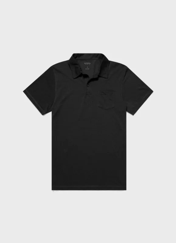 Men's DriRelease Active Polo Shirt in Black sold by Sunspel