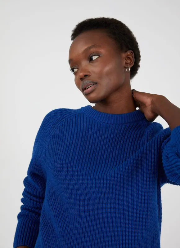 Women's Boxy Crew Neck Jumper in Klein made by Sunspel