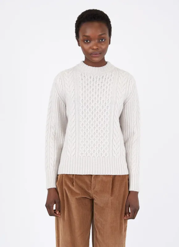Women's Cable Knit Jumper in Ecru sold by Sunspel