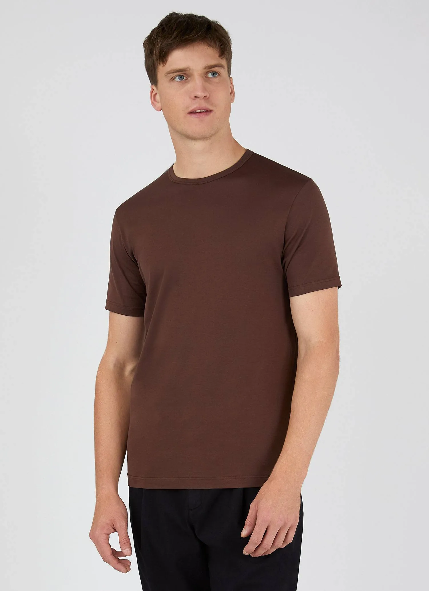 Men's Classic T-shirt in Cocoa sold by Sunspel product image thumbnail 2