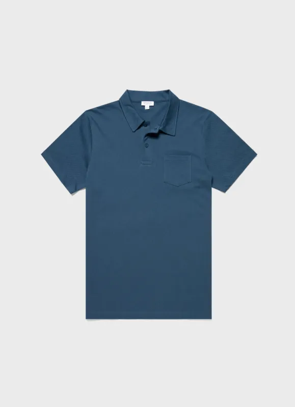 Men's Riviera Polo Shirt in Teal sold by Sunspel
