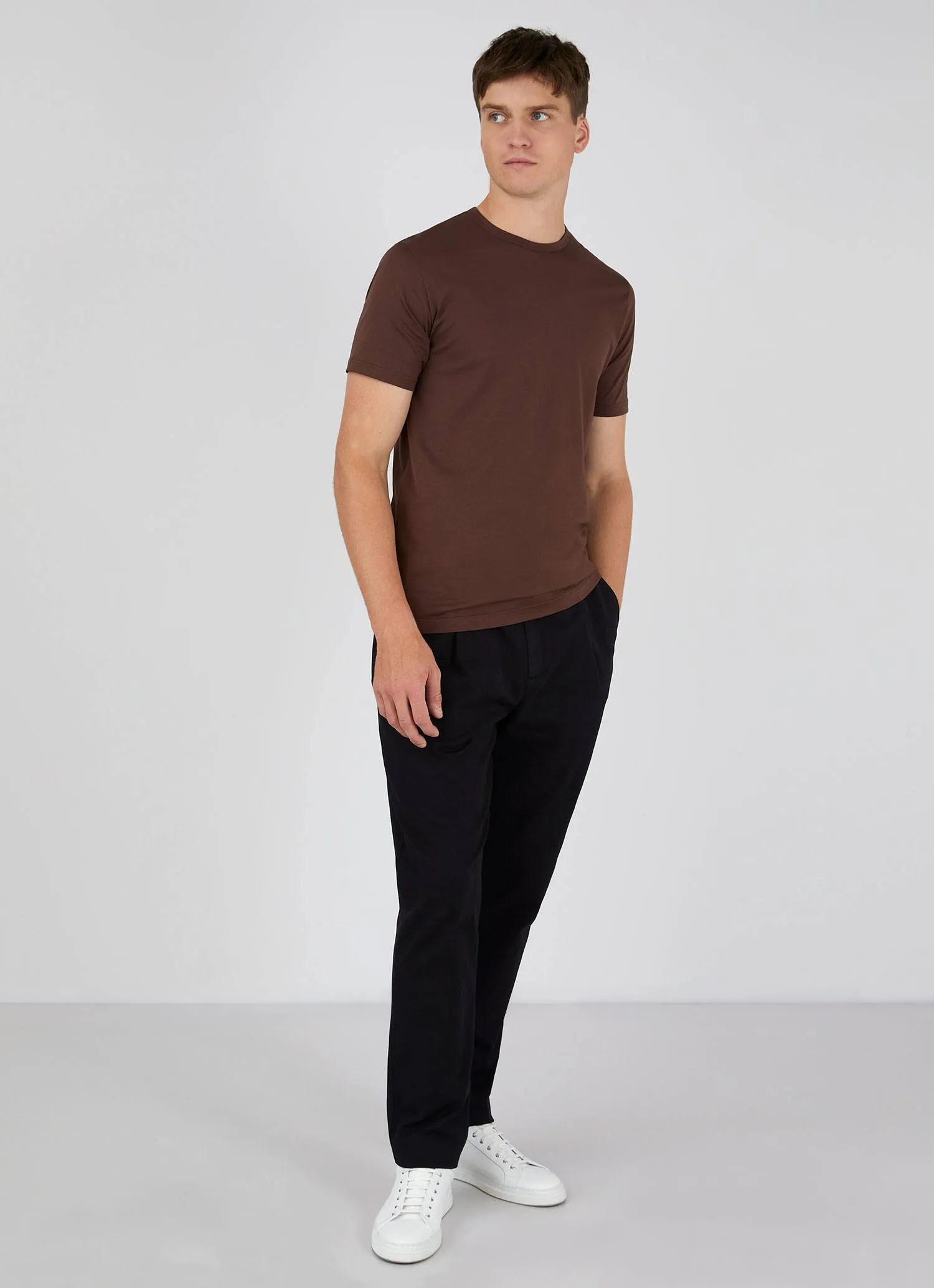 Men's Classic T-shirt in Cocoa sold by Sunspel product image thumbnail 3