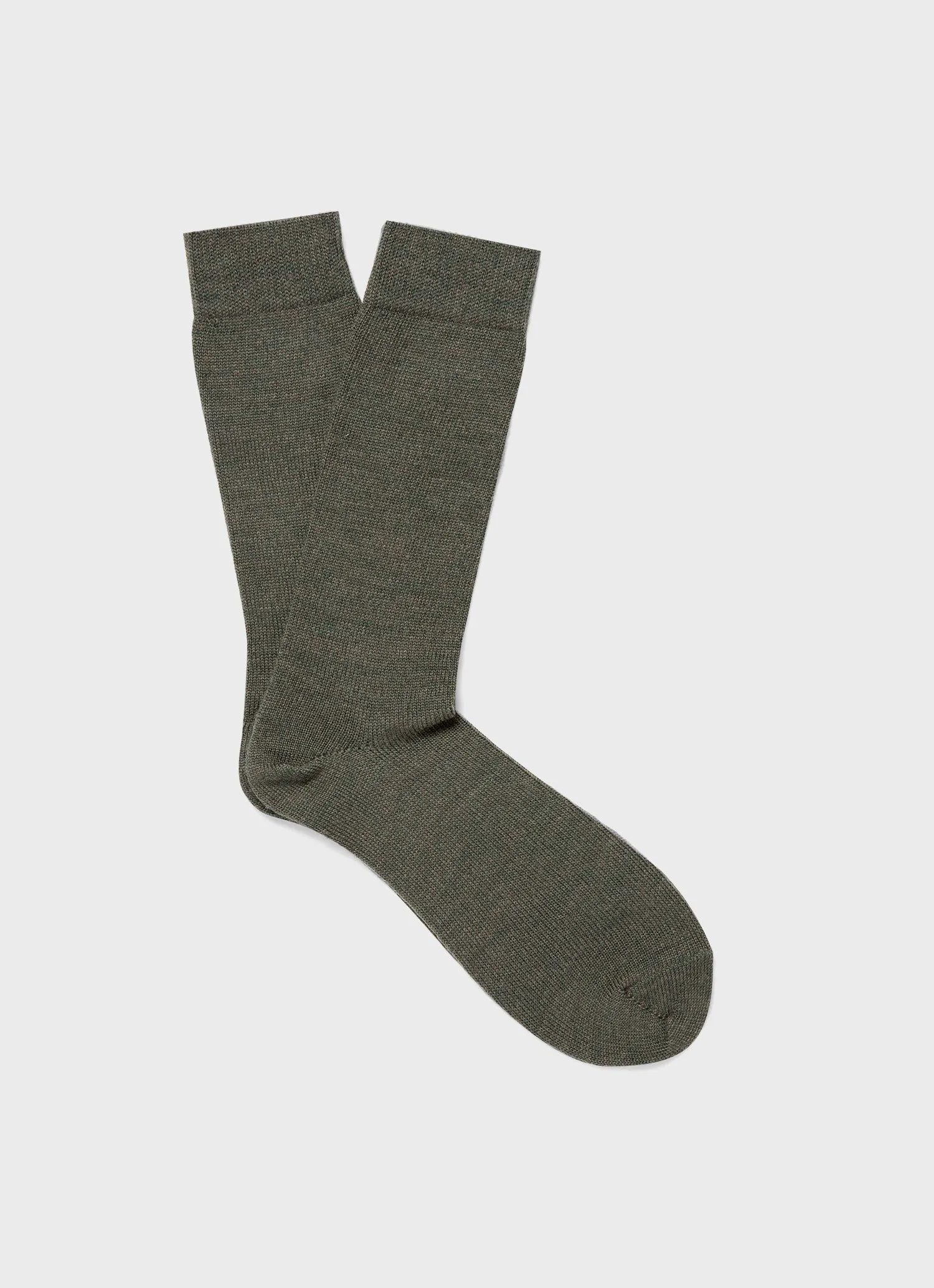 Men's Merino Wool Socks in Olive Twist sold by Sunspel