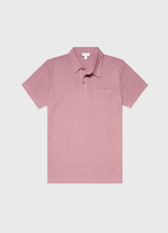 Men's Riviera Polo Shirt in Vintage Pink sold by Sunspel