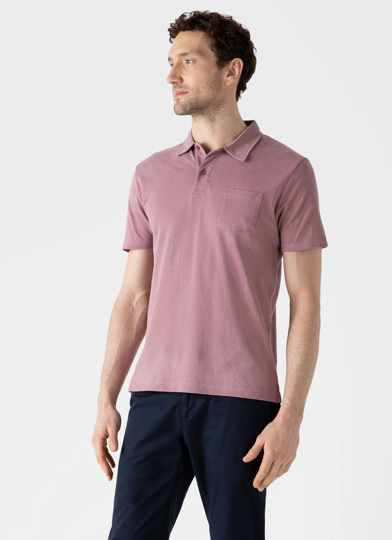 Men's Riviera Polo Shirt in Vintage Pink sold by Sunspel product image thumbnail 2