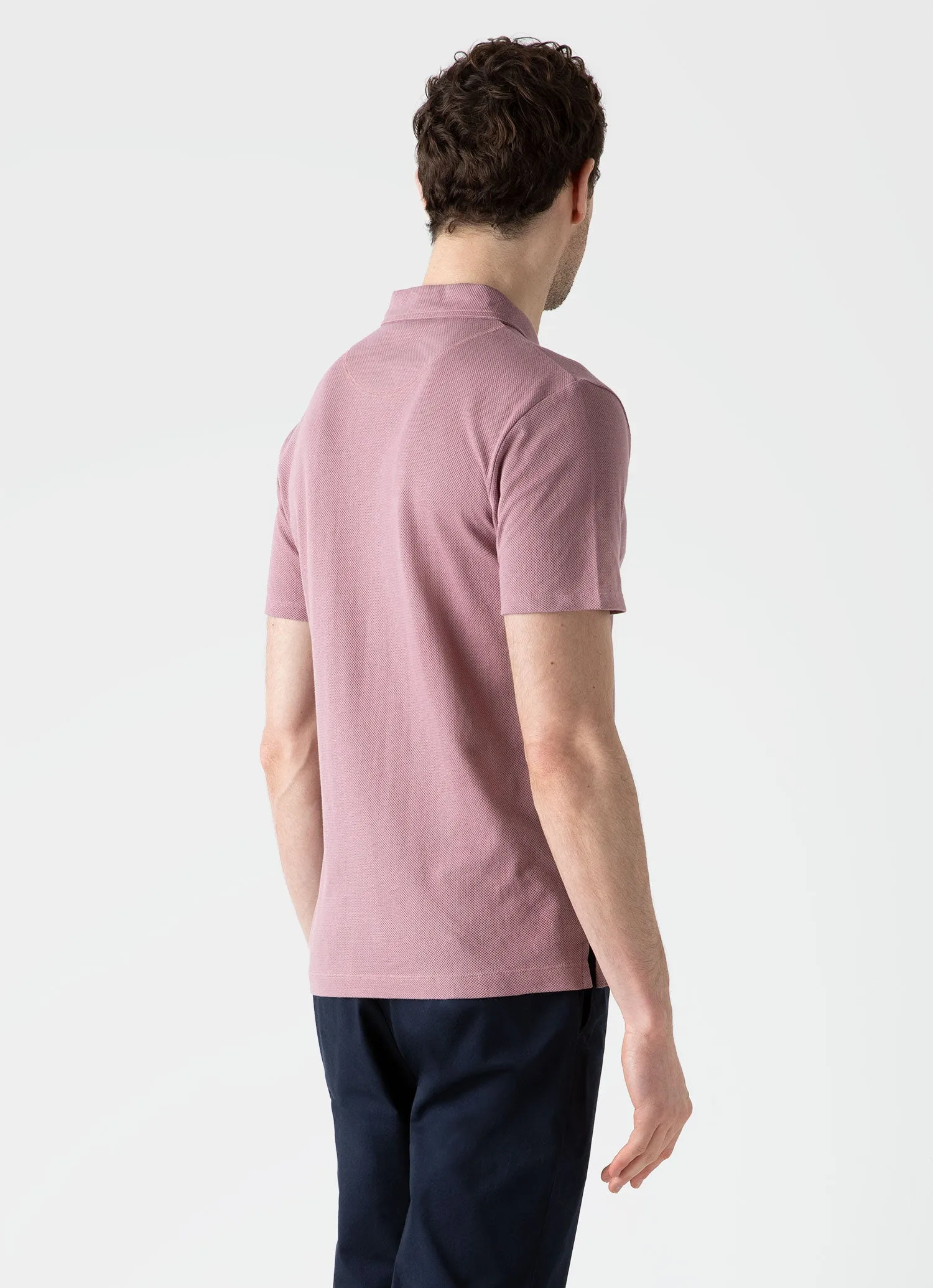 Men's Riviera Polo Shirt in Vintage Pink sold by Sunspel product image thumbnail 4