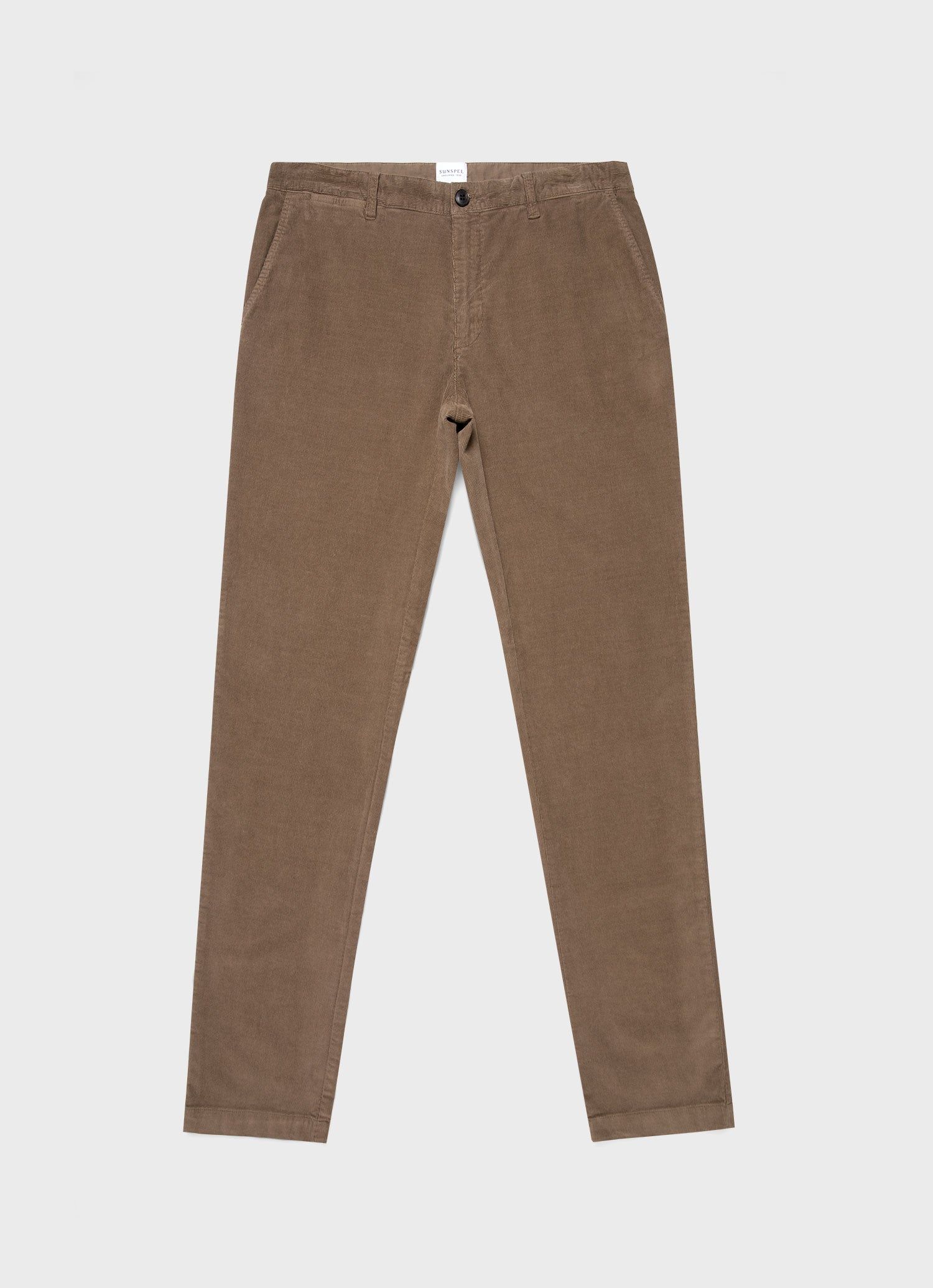 Men's Corduroy Slim Fit Trouser in Dark Stone sold by Sunspel