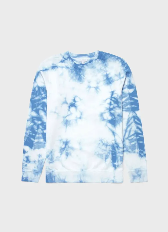 Men's Loopback Sweatshirt in Sky Blue Tie Dye sold by Sunspel
