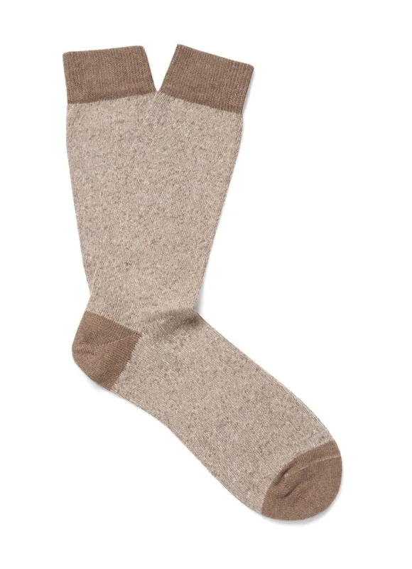 Men's Organic Cotton Socks in Oatmeal Mouline sold by Sunspel