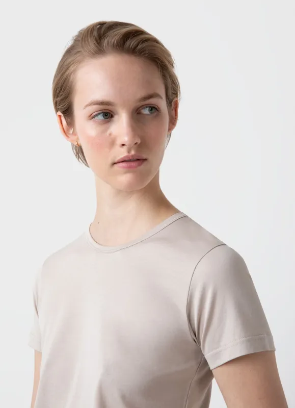 Women's Classic T-shirt in Light Sand sold by Sunspel