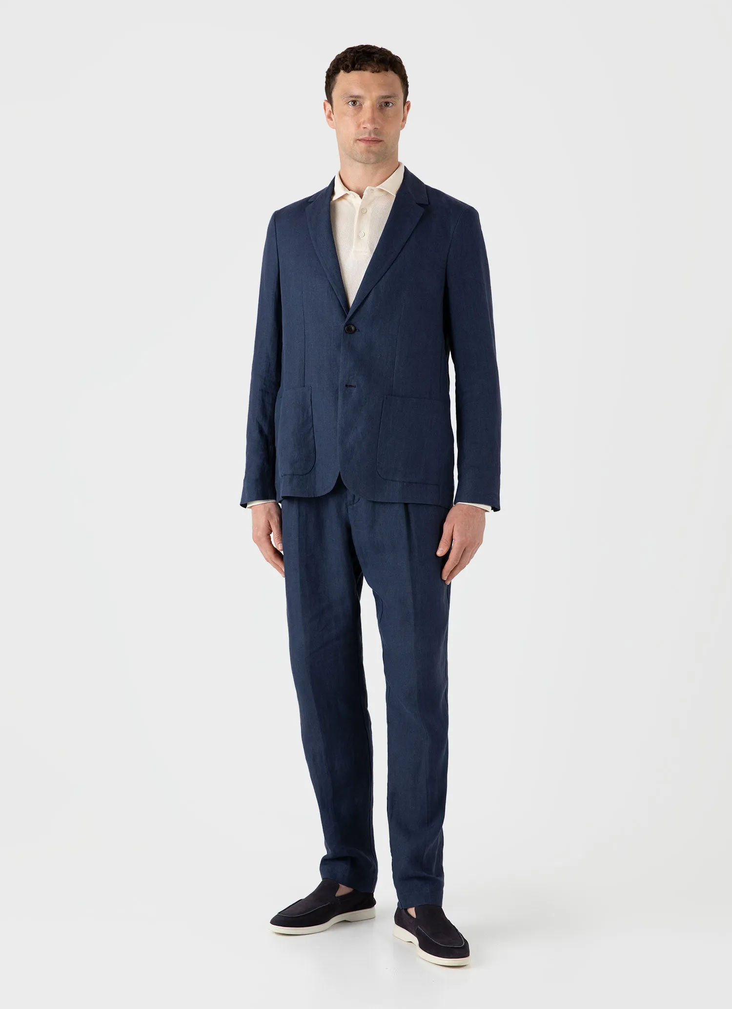 Men's WM Brown Long Sleeve Polo Shirt in Undyed sold by Sunspel product image thumbnail 3