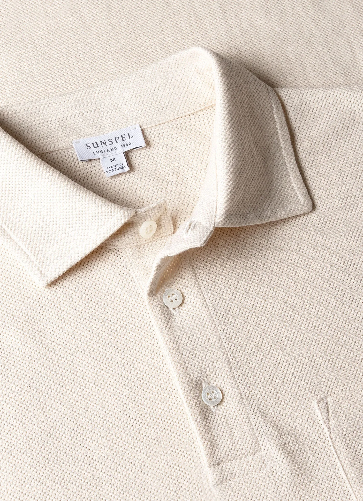 Men's WM Brown Long Sleeve Polo Shirt in Undyed sold by Sunspel product image thumbnail 4