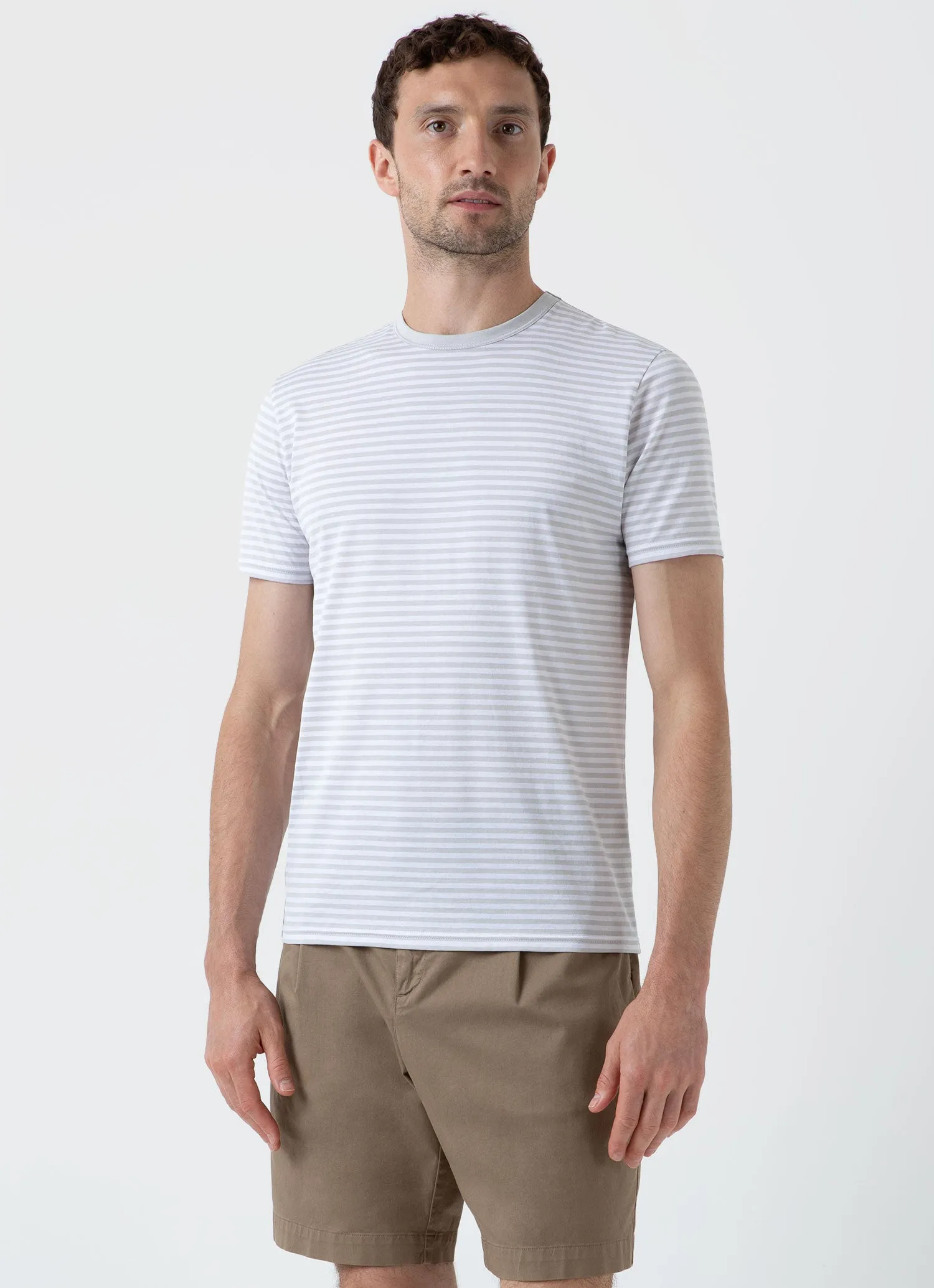 Men's Classic T-shirt in Smoke/White English Stripe sold by Sunspel product image thumbnail 2