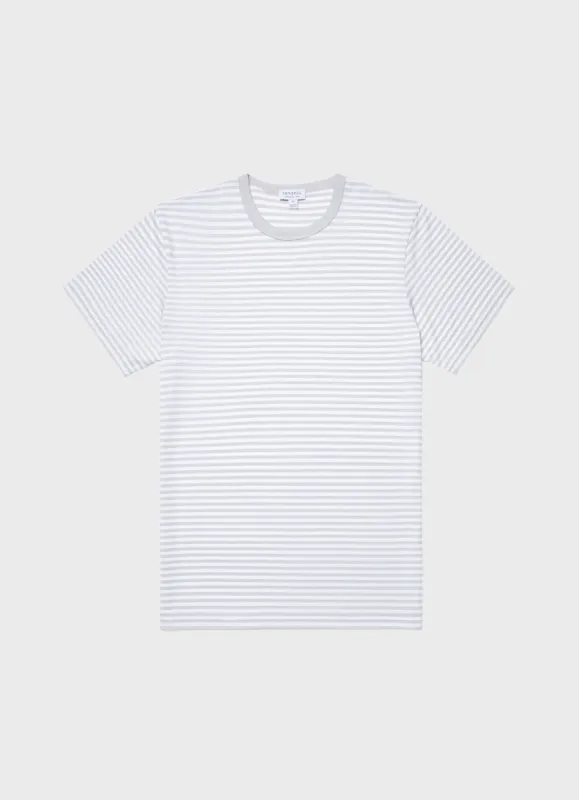 Men's Classic T-shirt in Smoke/White English Stripe sold by Sunspel