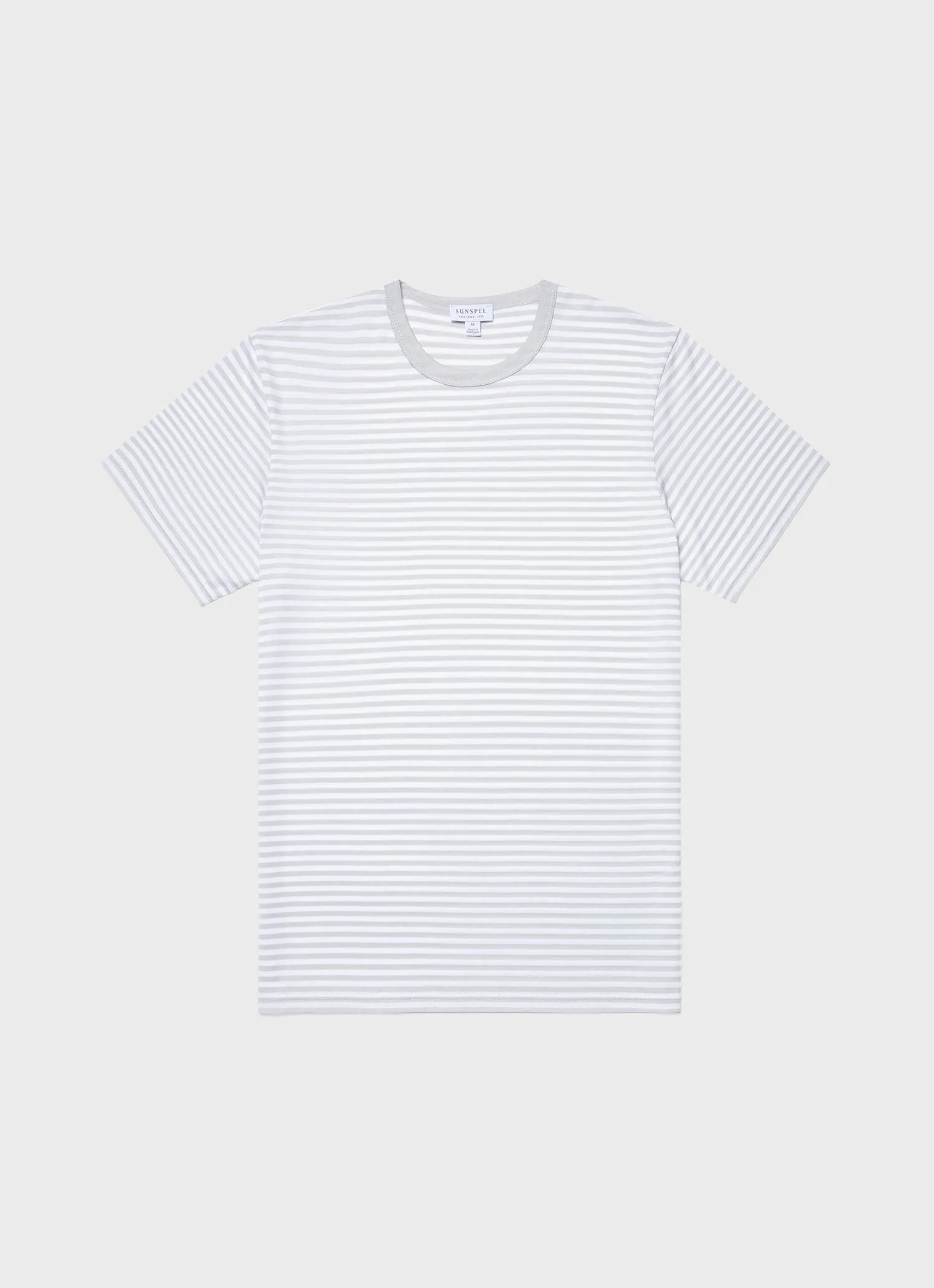 Men's Classic T-shirt in Smoke/White English Stripe sold by Sunspel