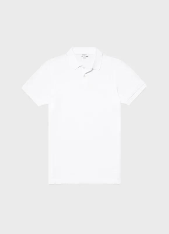 Men's Piqué Polo Shirt in White sold by Sunspel