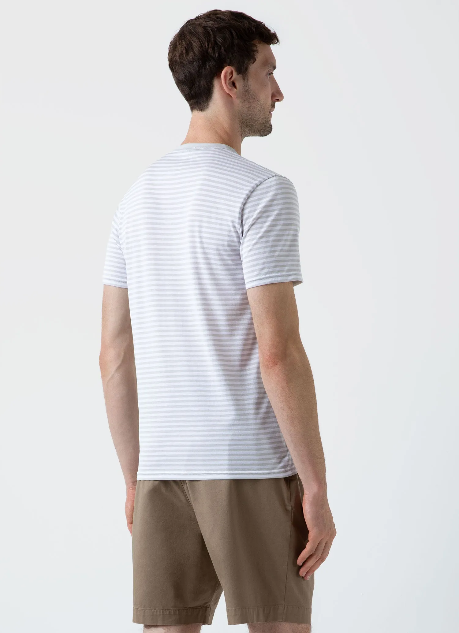Men's Classic T-shirt in Smoke/White English Stripe sold by Sunspel product image thumbnail 5