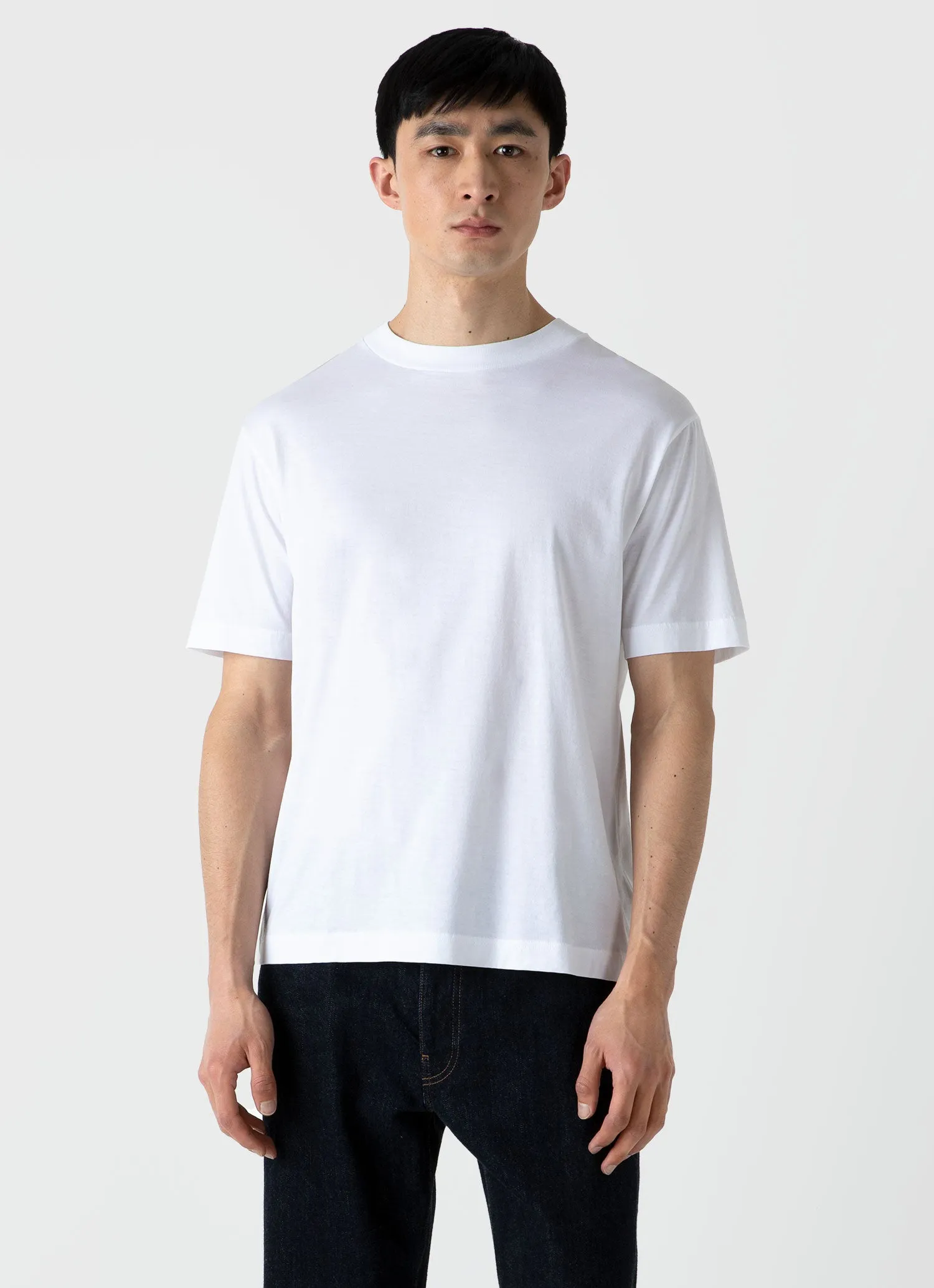 Men's Mock Neck T-shirt in White sold by Sunspel product image thumbnail 2