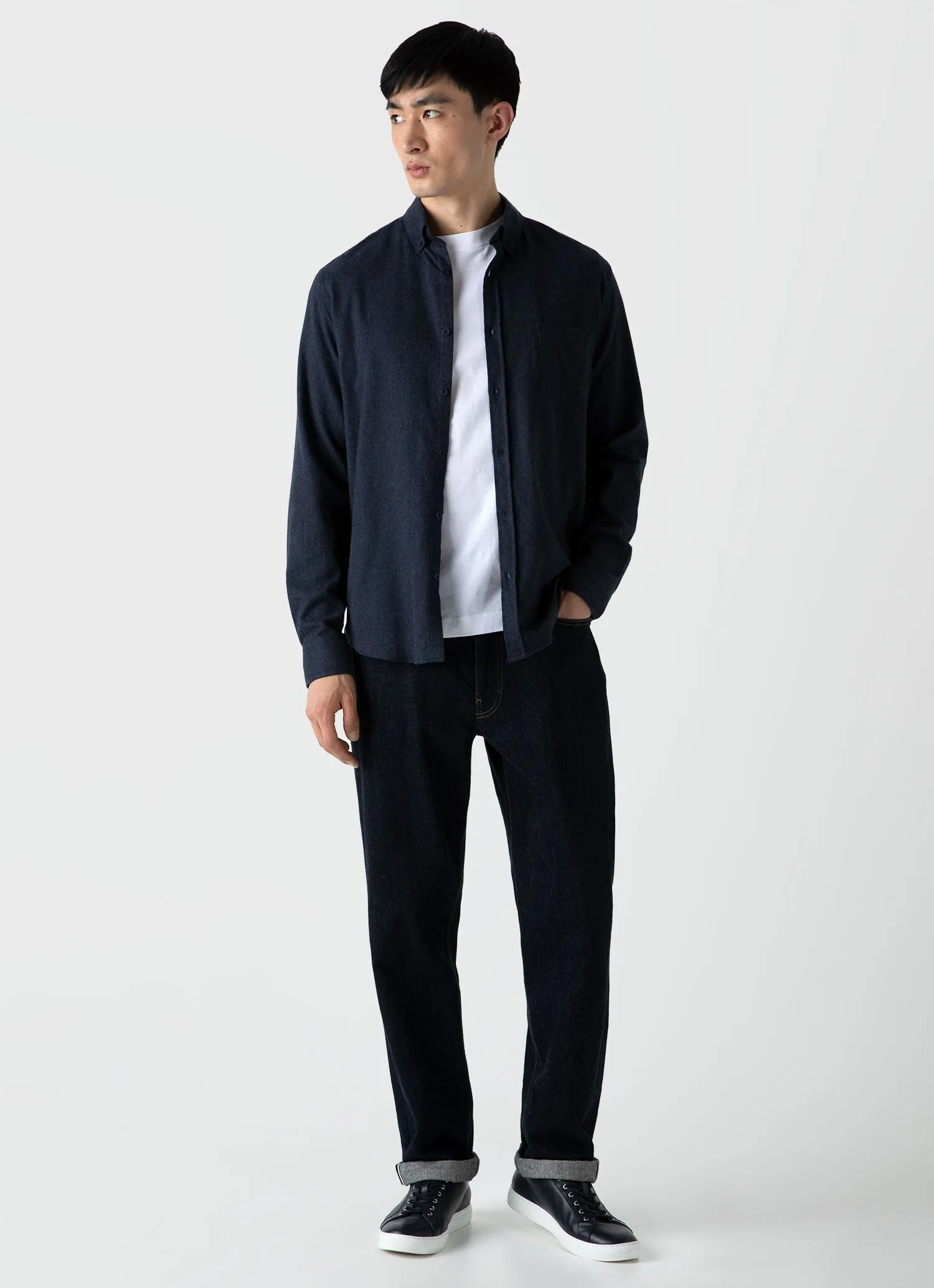 Men's Mock Neck T-shirt in White sold by Sunspel product image thumbnail 3