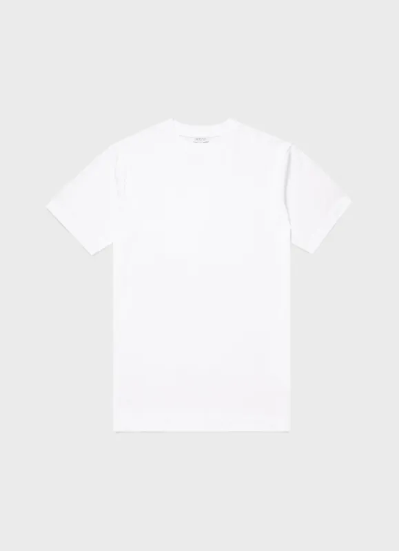 Men's Mock Neck T-shirt in White sold by Sunspel