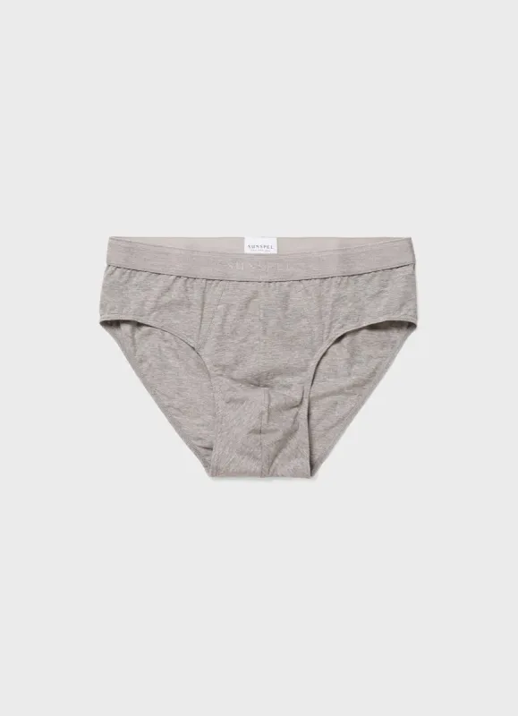 Men's Stretch Cotton Briefs in Grey Melange sold by Sunspel
