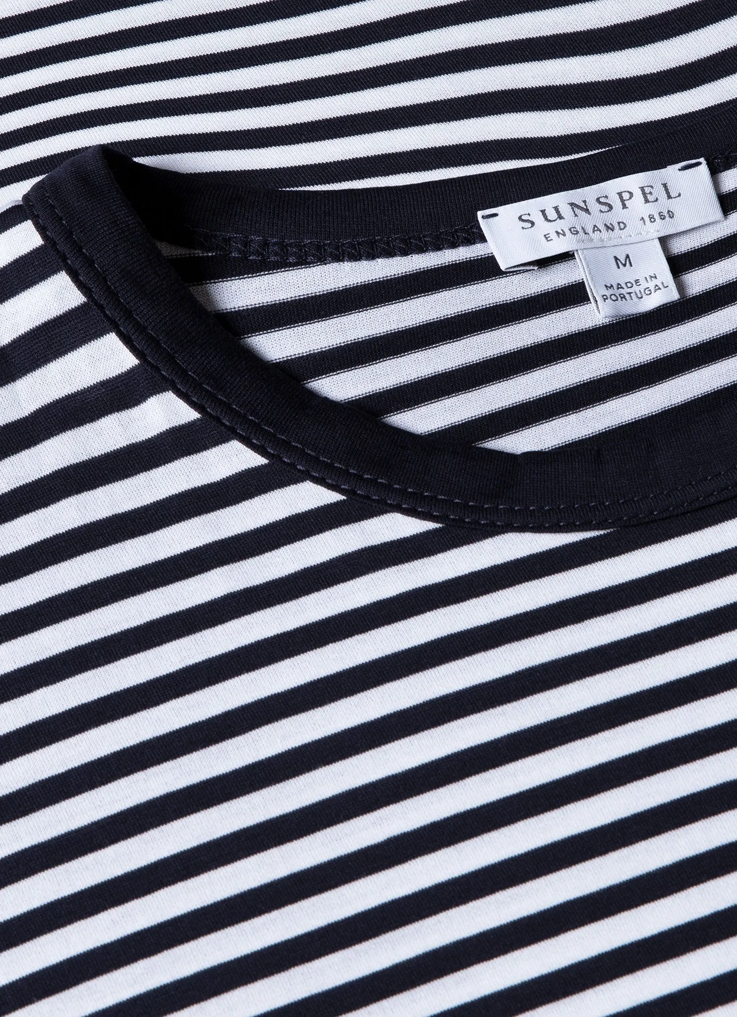 Men's Classic T-shirt in Navy/White English Stripe sold by Sunspel product image thumbnail 4