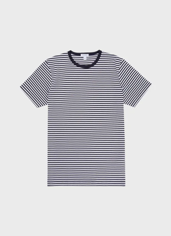 Men's Classic T-shirt in Navy/White English Stripe sold by Sunspel