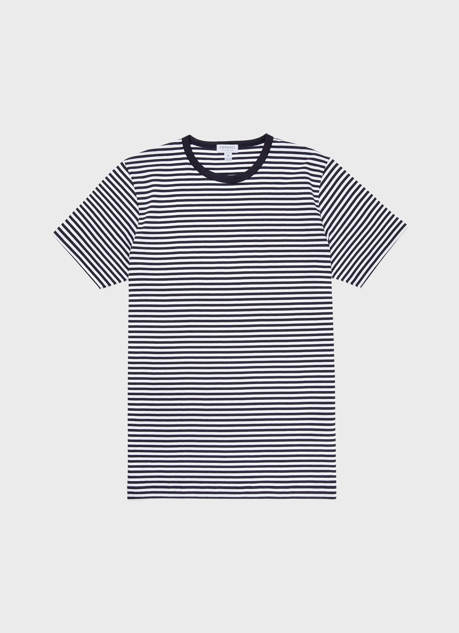 Men's Classic T-shirt in Navy/White English Stripe sold by Sunspel
