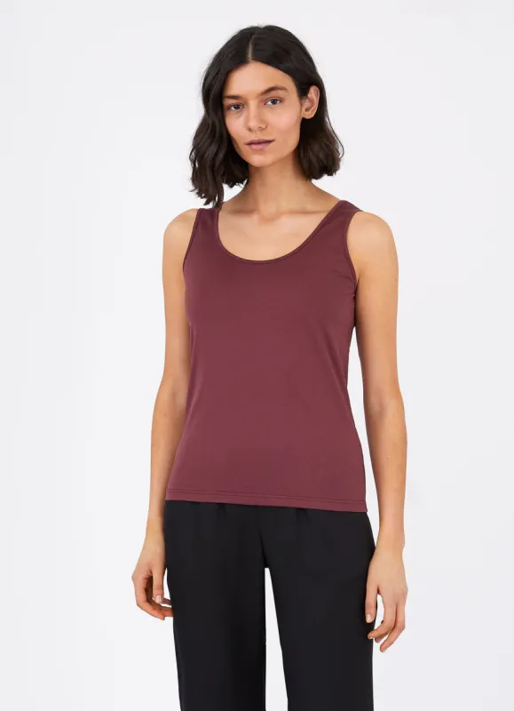 Women's Classic Vest in Oxblood sold by Sunspel