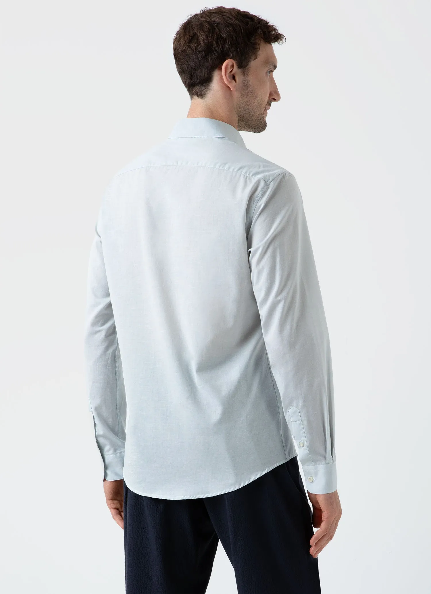 Men's Cotton Cashmere Shirt in Light Blue sold by Sunspel product image thumbnail 5