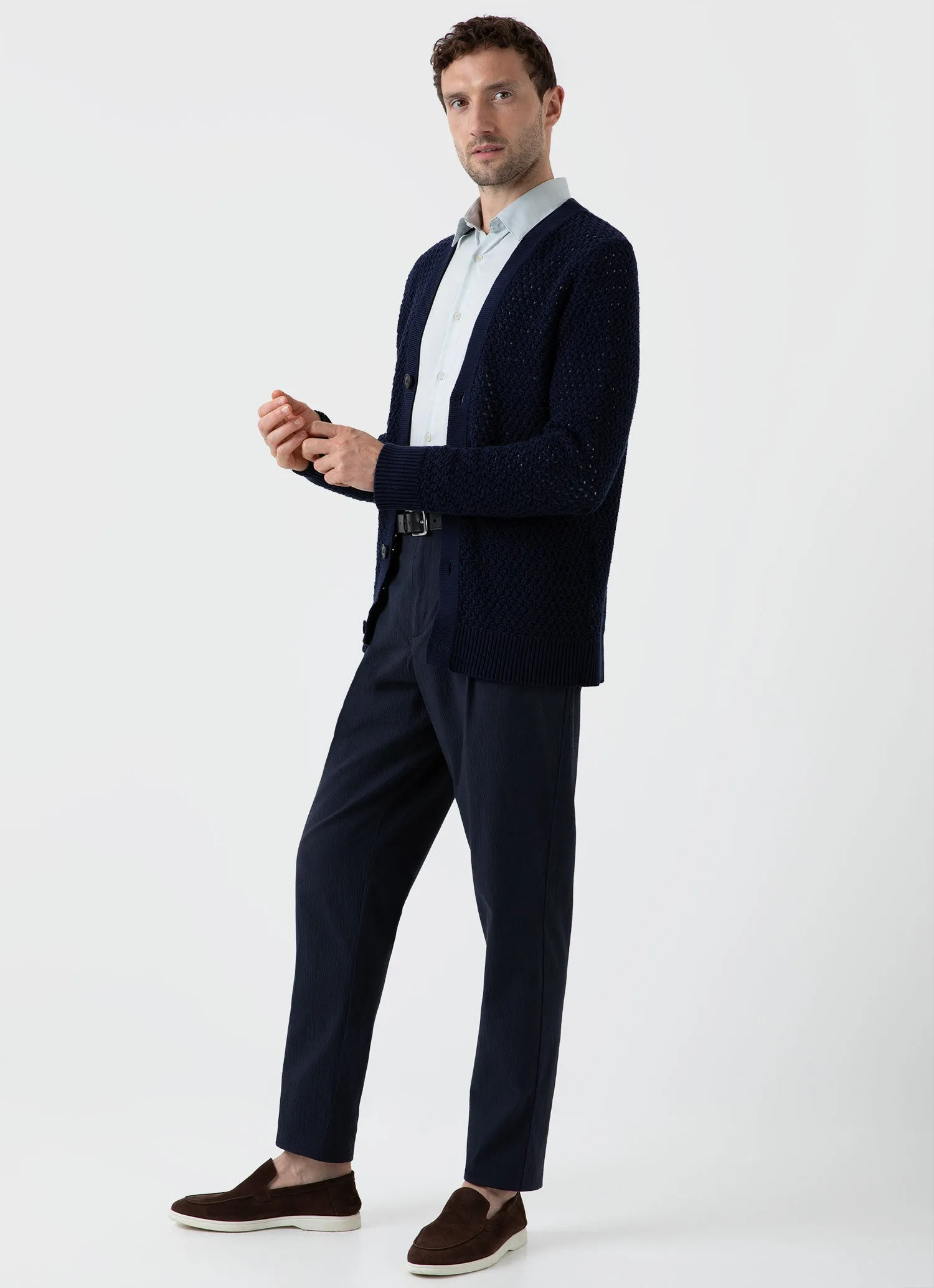 Men's Cotton Cashmere Shirt in Light Blue sold by Sunspel product image thumbnail 3