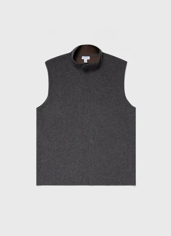 Men's Double Faced Gilet in Charcoal Melange sold by Sunspel
