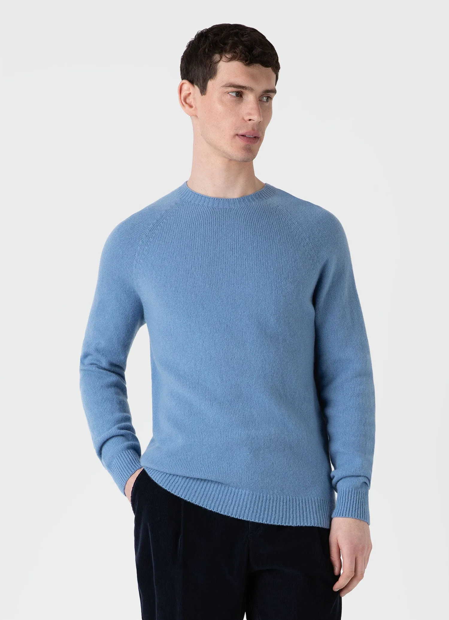 Men's Lambswool Crew Neck Jumper in Cornflower sold by Sunspel product image thumbnail 2