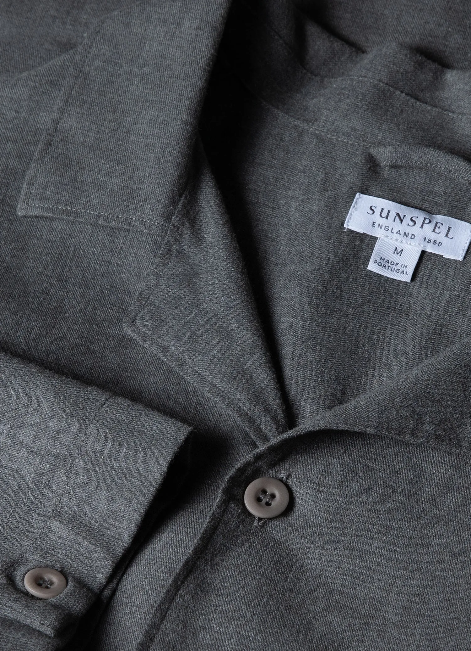 Men's Cotton Flannel Pyjama Set in Mid Grey Melange sold by Sunspel product image thumbnail 4