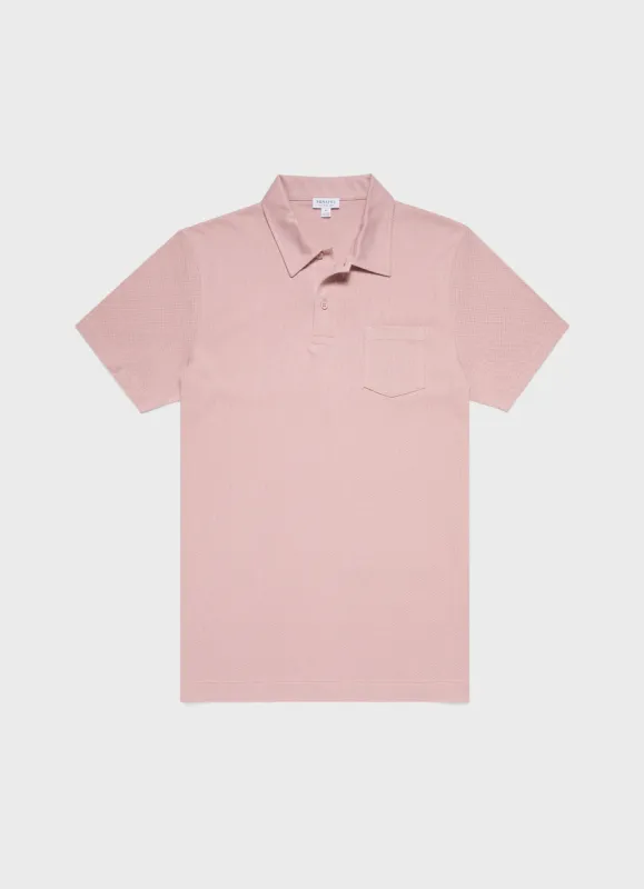 Men's Riviera Polo Shirt in Shell Pink sold by Sunspel