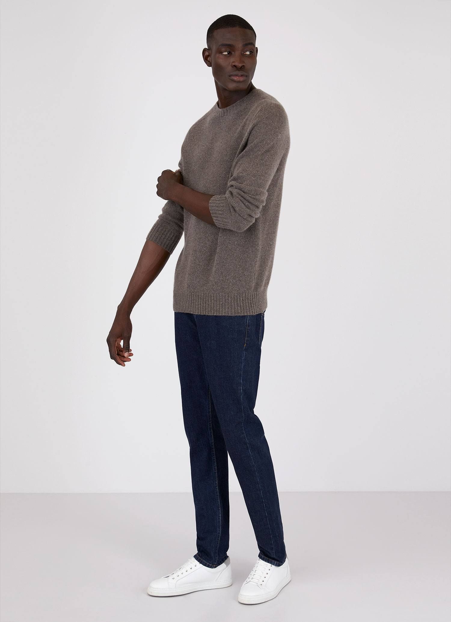 Men's Cashmere Cotton Jumper in Dark Oatmeal Melange sold by Sunspel product image thumbnail 3