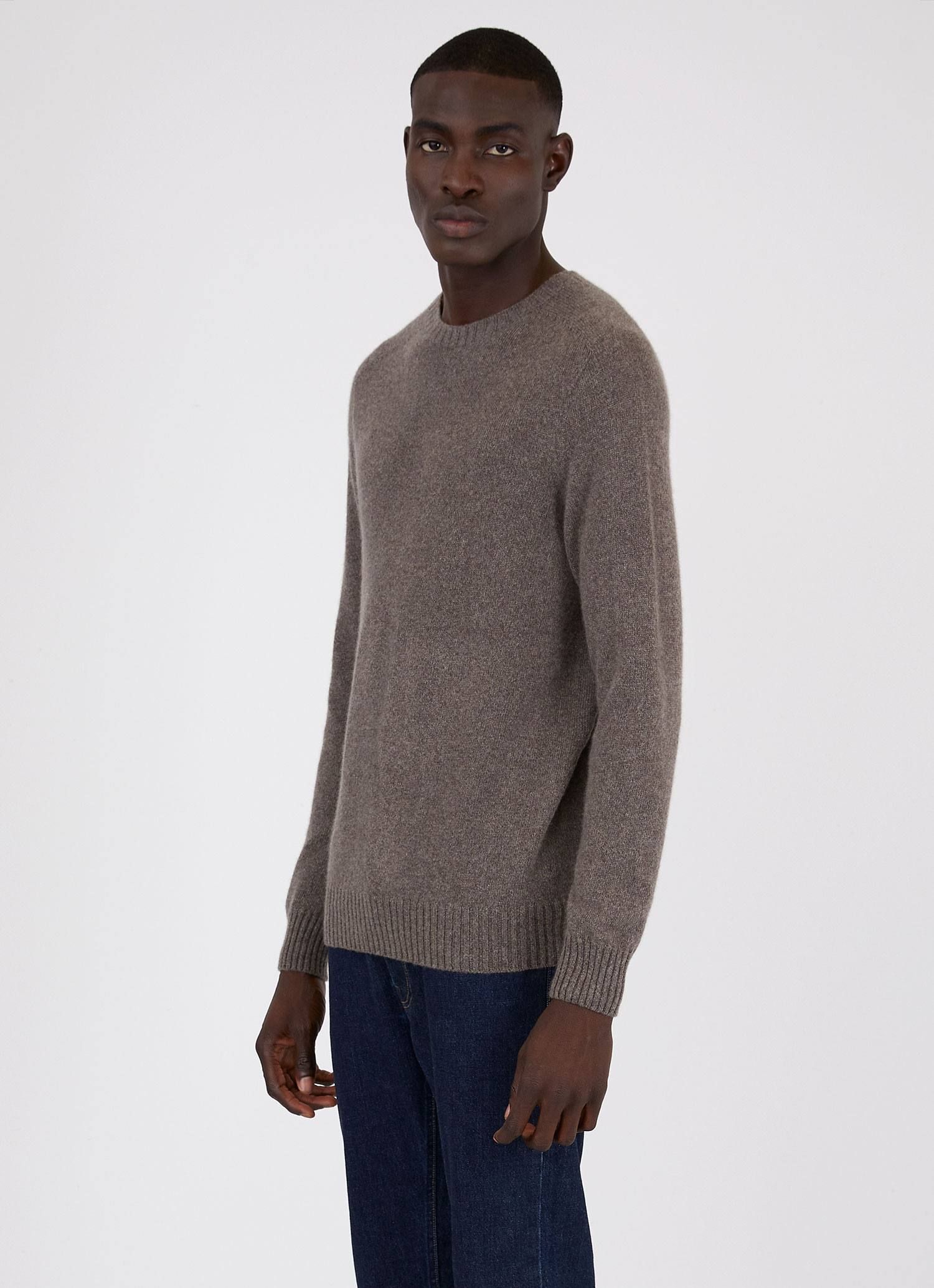Men's Cashmere Cotton Jumper in Dark Oatmeal Melange sold by Sunspel product image thumbnail 2