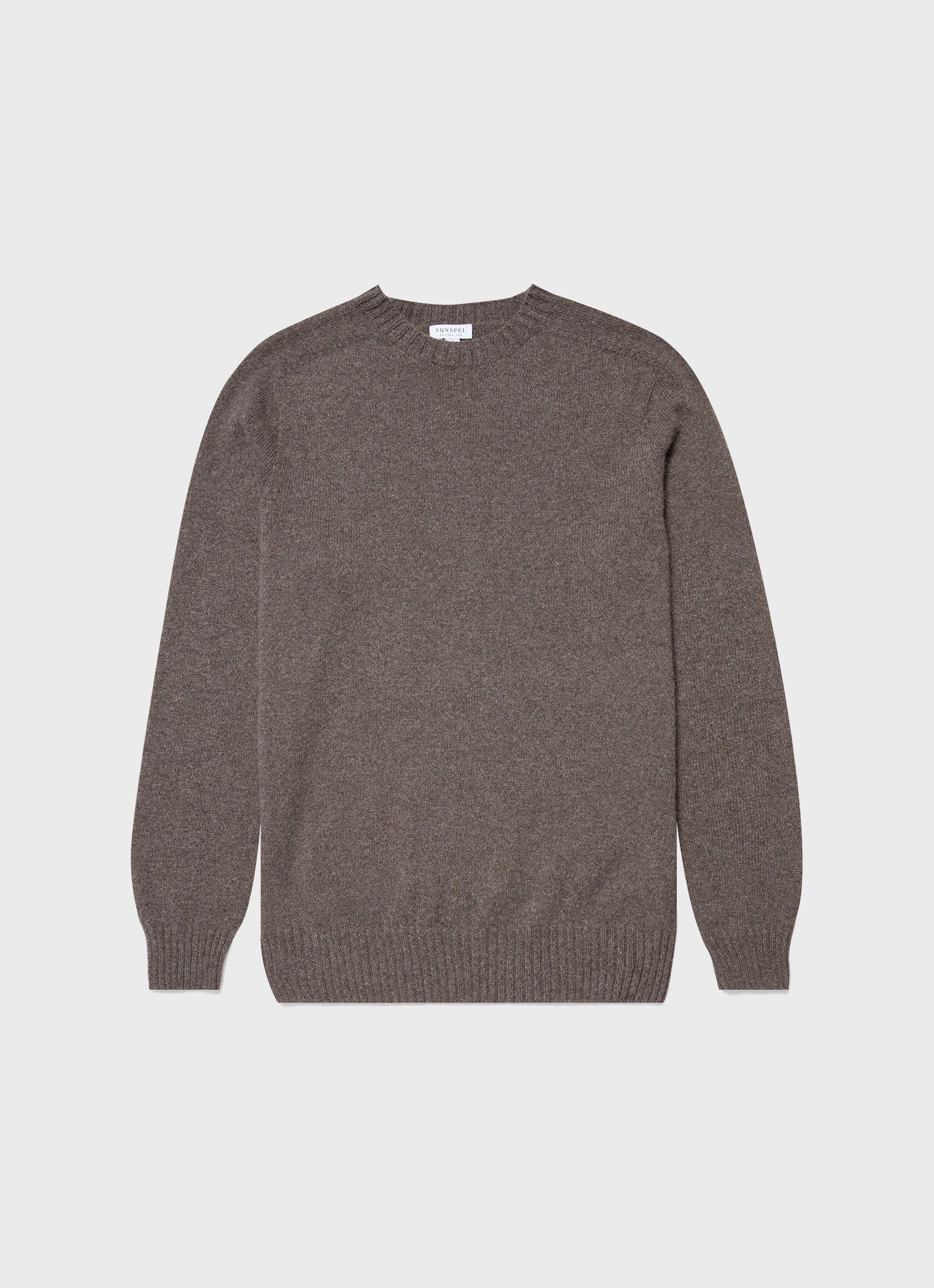 Men's Cashmere Cotton Jumper in Dark Oatmeal Melange sold by Sunspel