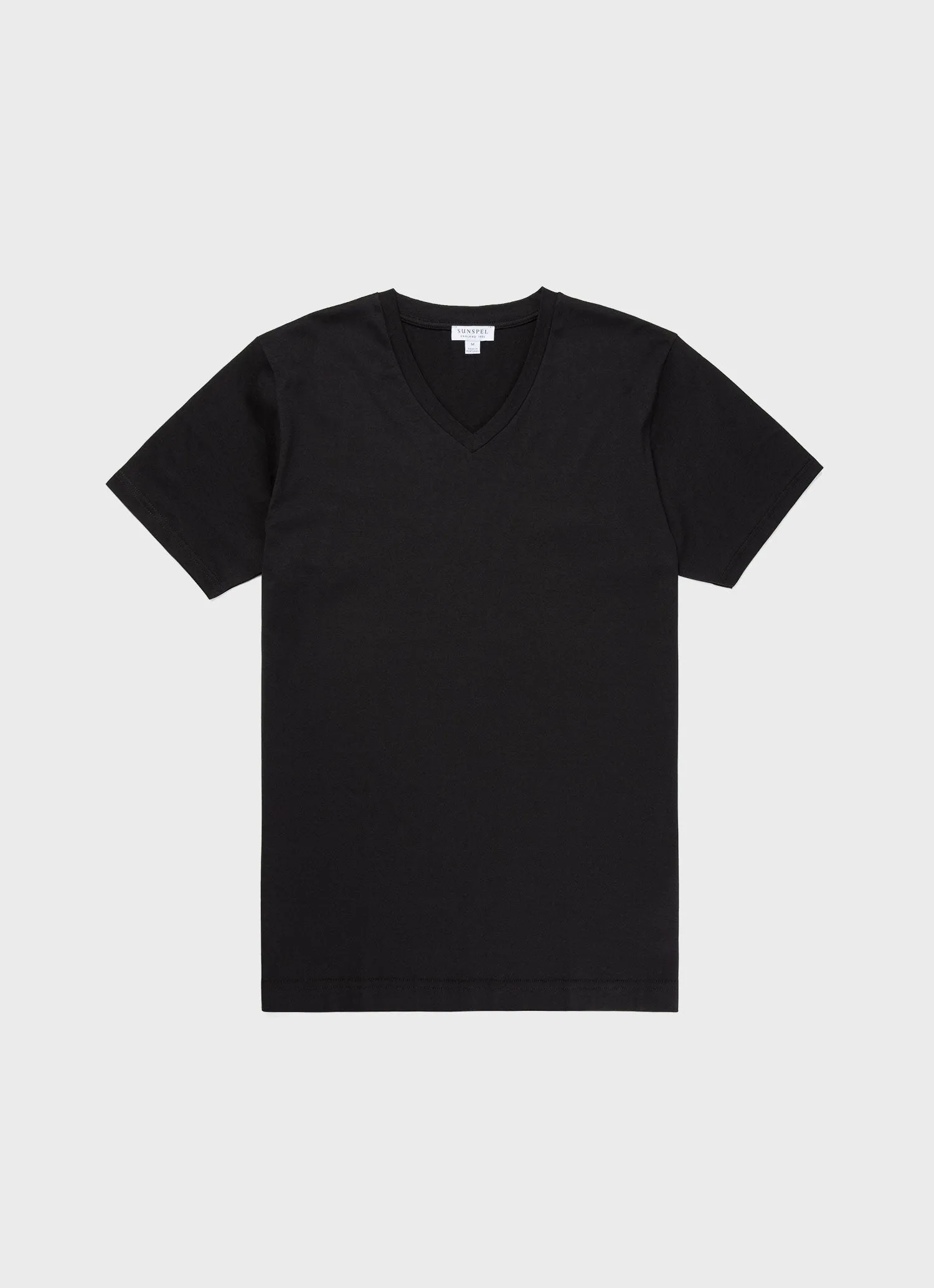 Men's Riviera V-neck T-shirt in Black sold by Sunspel
