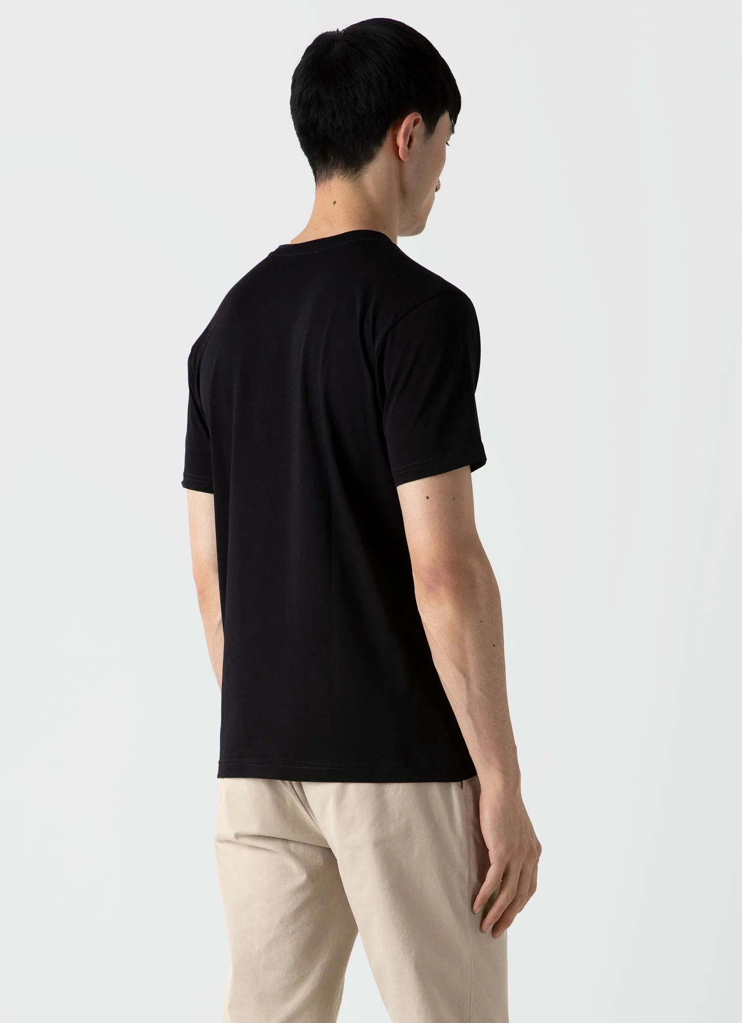 Men's Riviera V-neck T-shirt in Black sold by Sunspel product image thumbnail 5