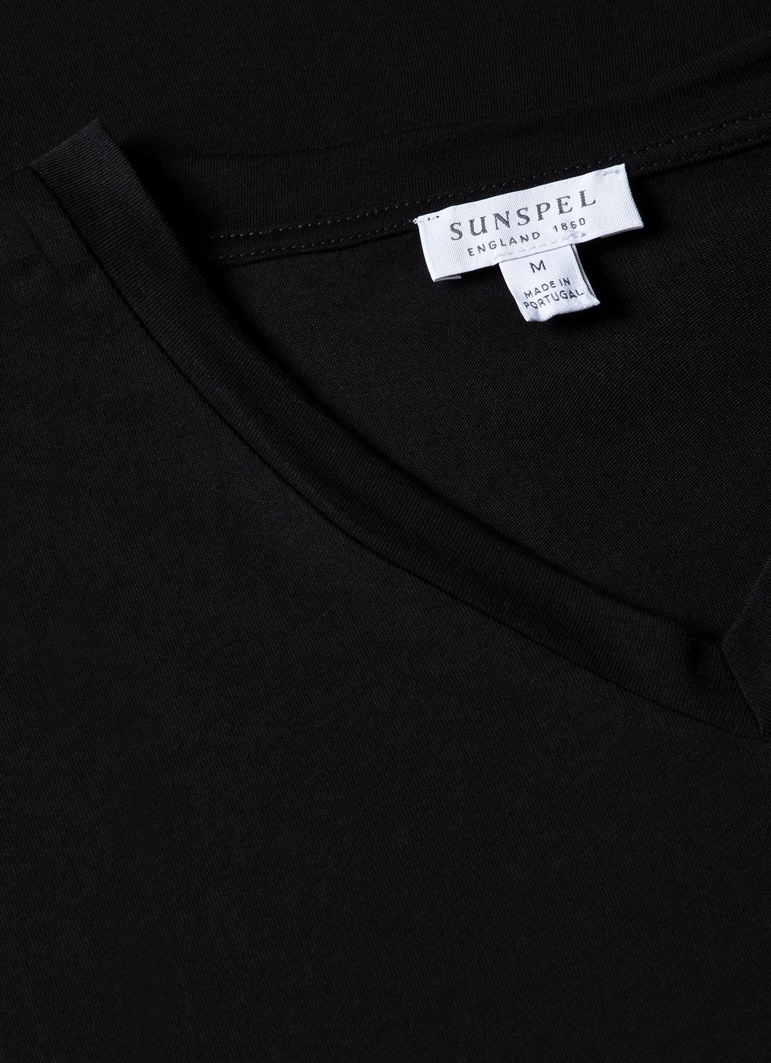 Men's Riviera V-neck T-shirt in Black sold by Sunspel product image thumbnail 4