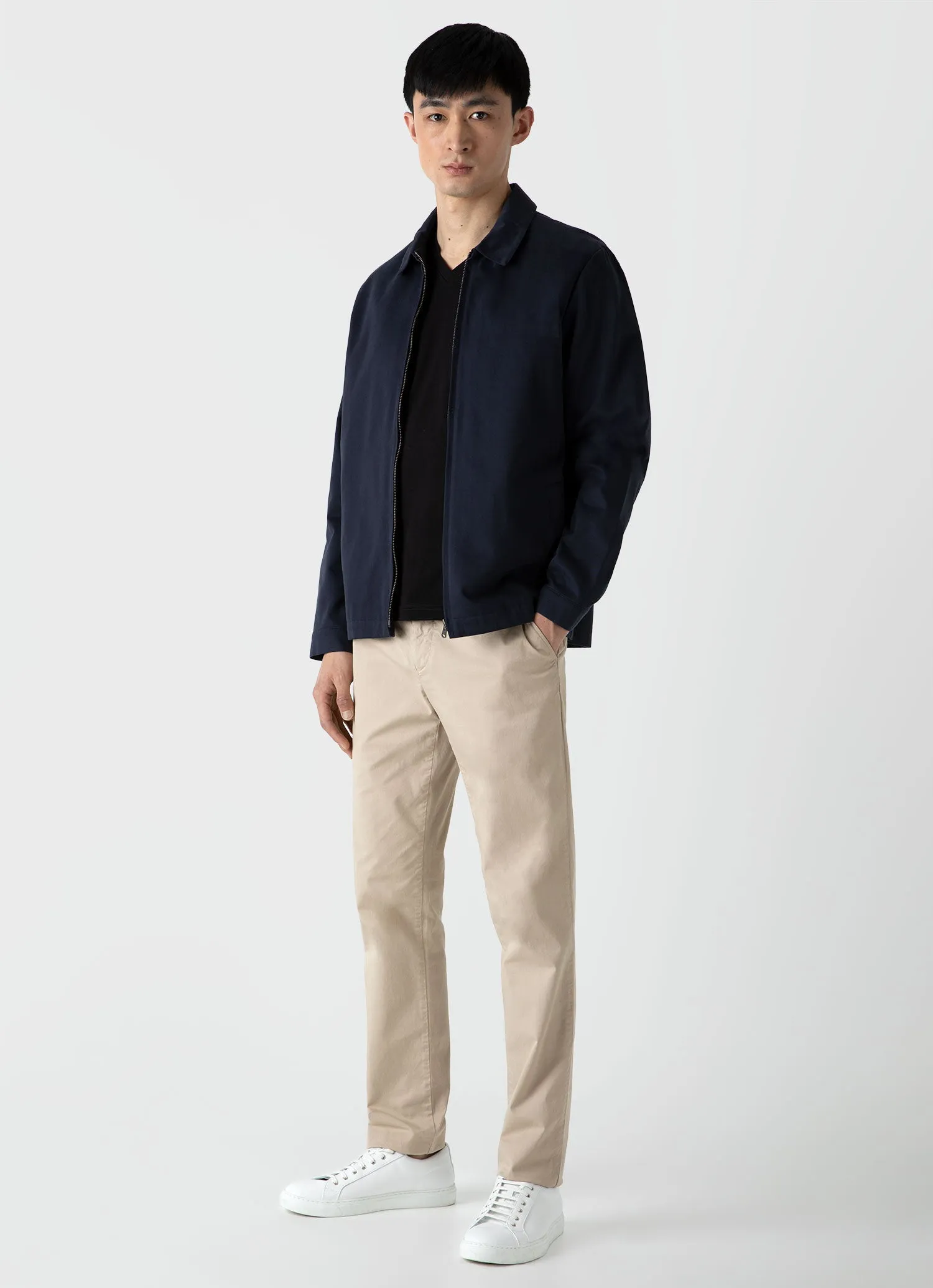 Men's Riviera V-neck T-shirt in Black sold by Sunspel product image thumbnail 3