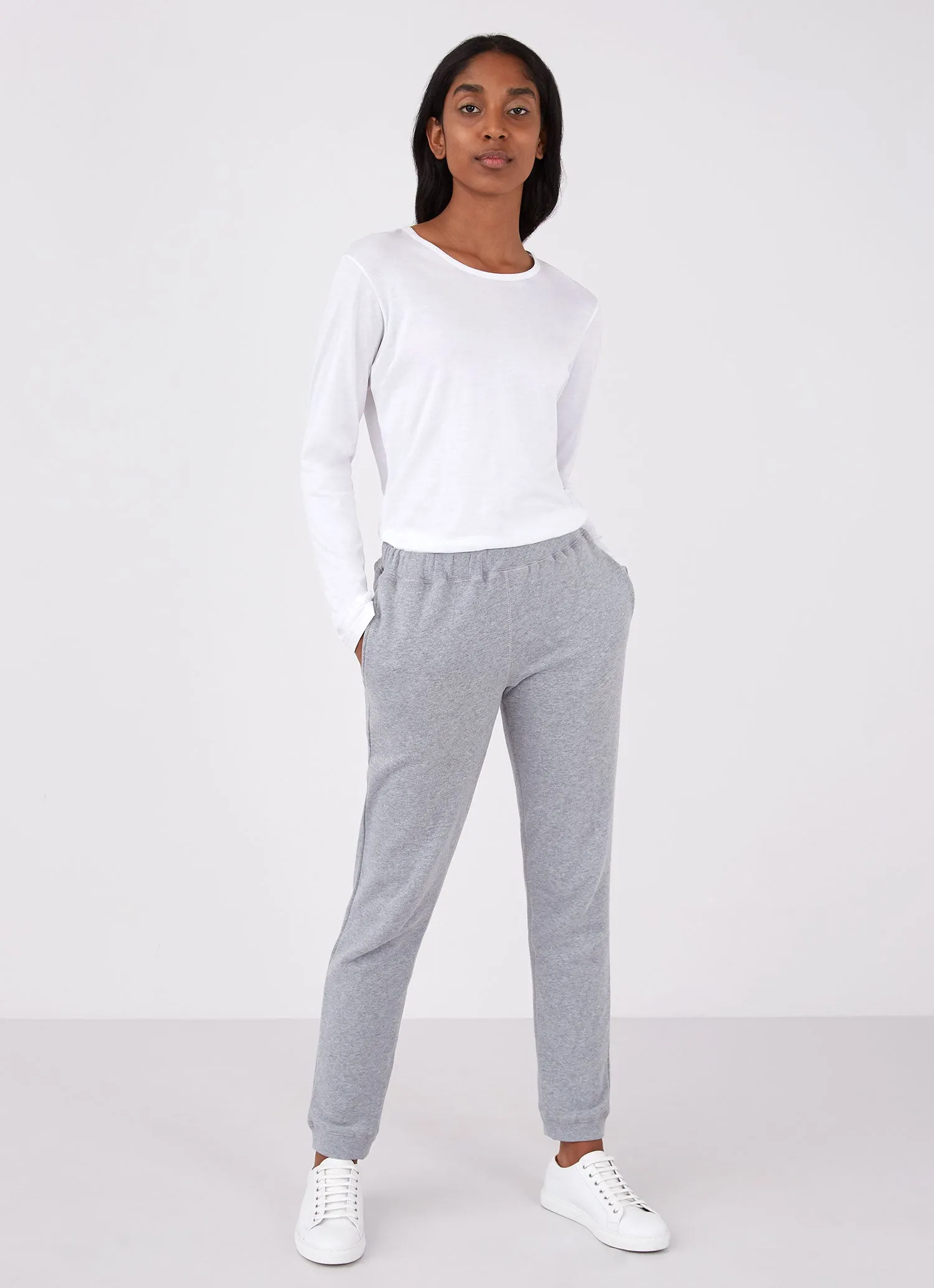 Women's Loopback Sweatpants in Grey Melange sold by Sunspel product image thumbnail 4
